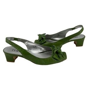 Moda Spana Green Slingback Square Peep Toe Heels Size 6 1/2 Women’s